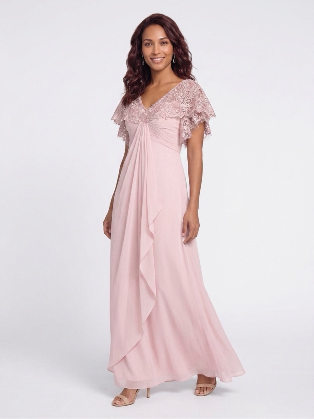 Lace chiffon wedding guest dress Brand: Jaeden